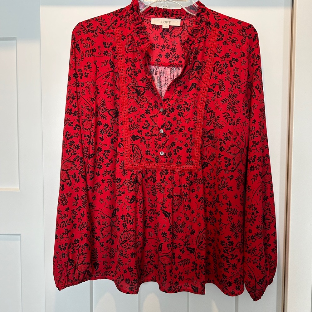 Loft size M red and black top - like new condition
